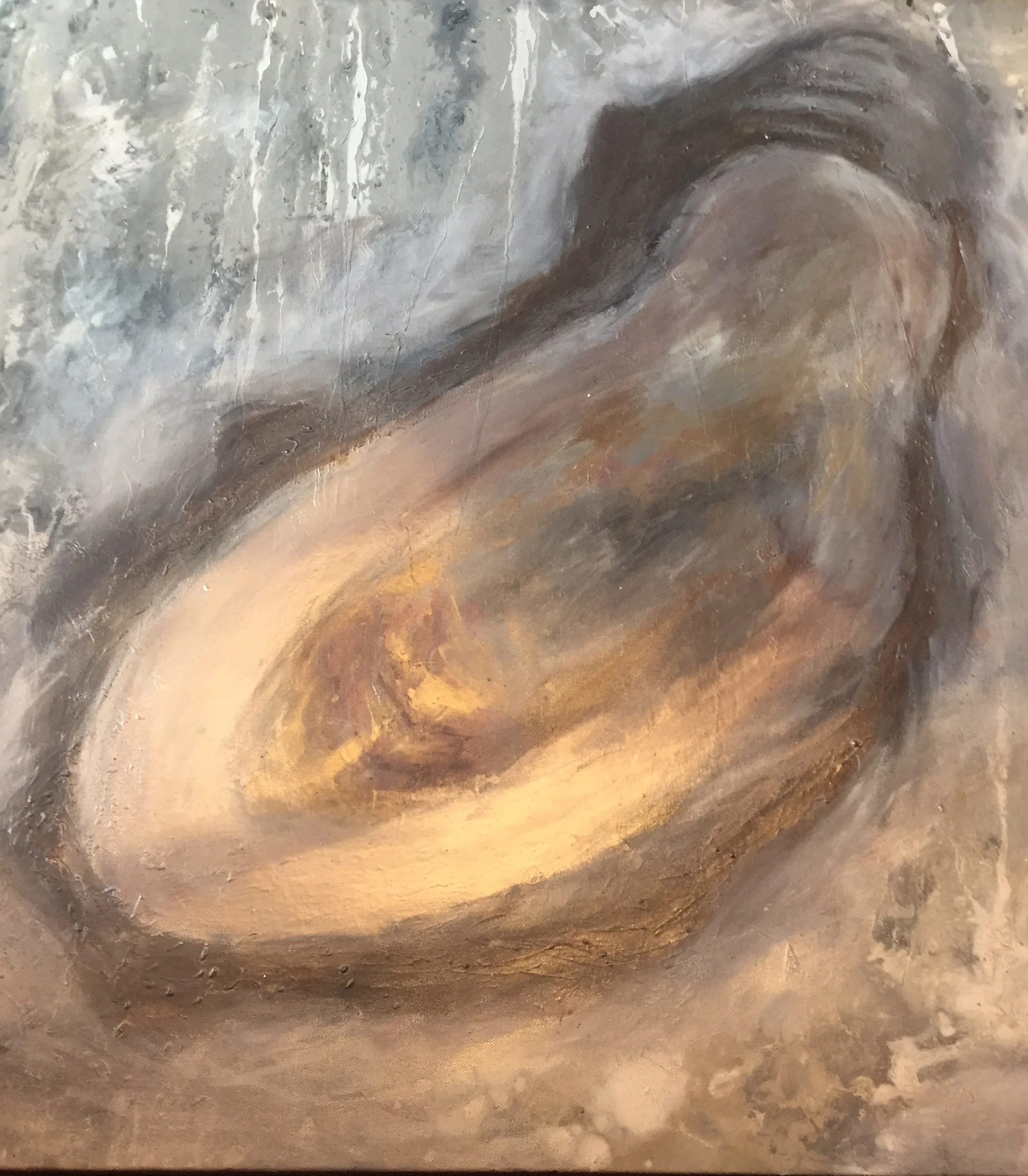 Luminous Oyster 36” x 36” x 1.5” mixed media on canvas Sold