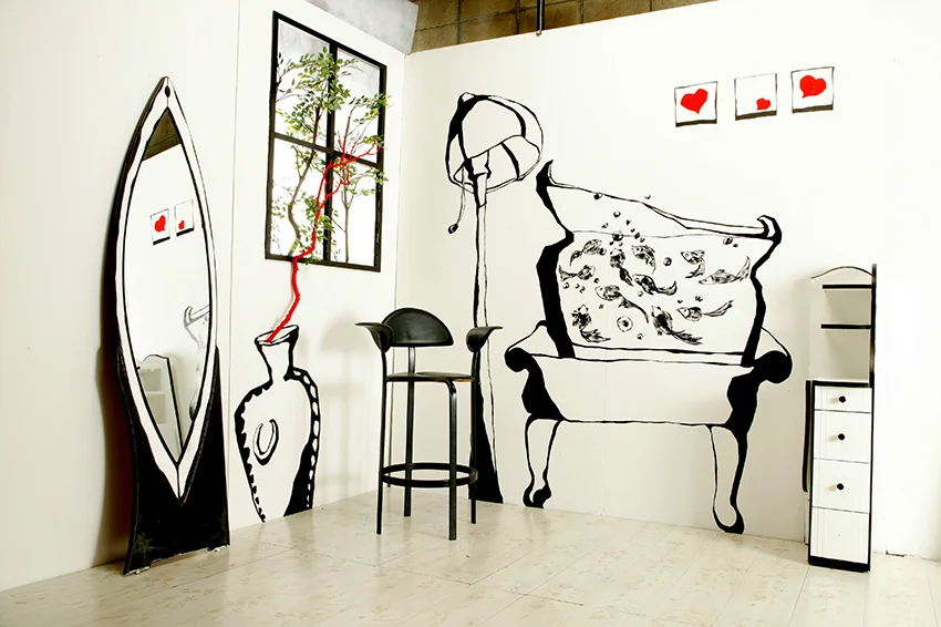Acrylic paint on abandoned furniture, Branch, Chair, 160"x80" (2004)