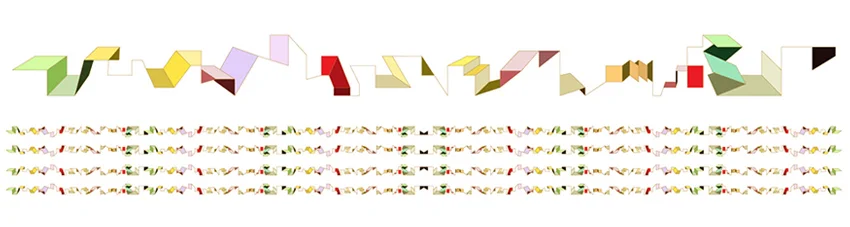 #3: Adobe Illustrator (2012) In #3, interestingly, within the 3D structure, even lines become one with the structure, leading to repeating, and continuous structure.