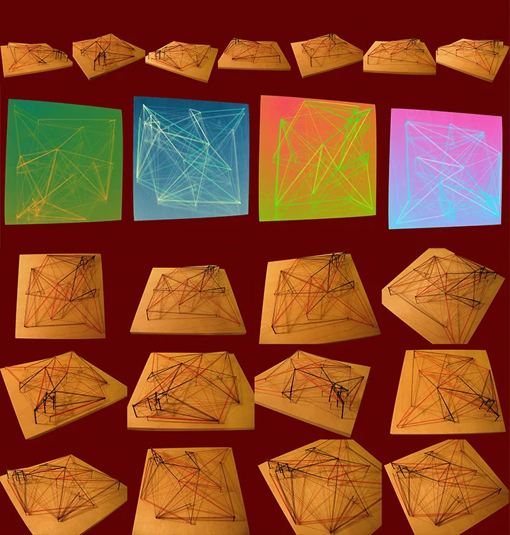 Threads, Nails on 12" x 12" Wood Panel, Digital Art 2013