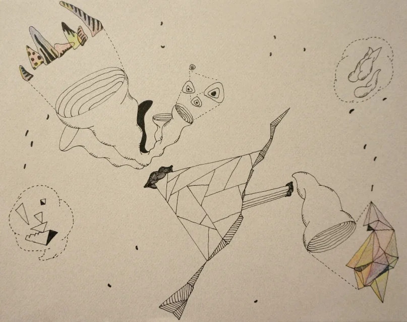 Micro Pen, Colored Pencil, Pastel Colored Paper 16"x12" (2014)