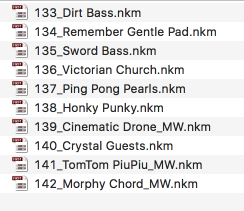 The new presets: bass, pads, FX, keys, drums, plucks...