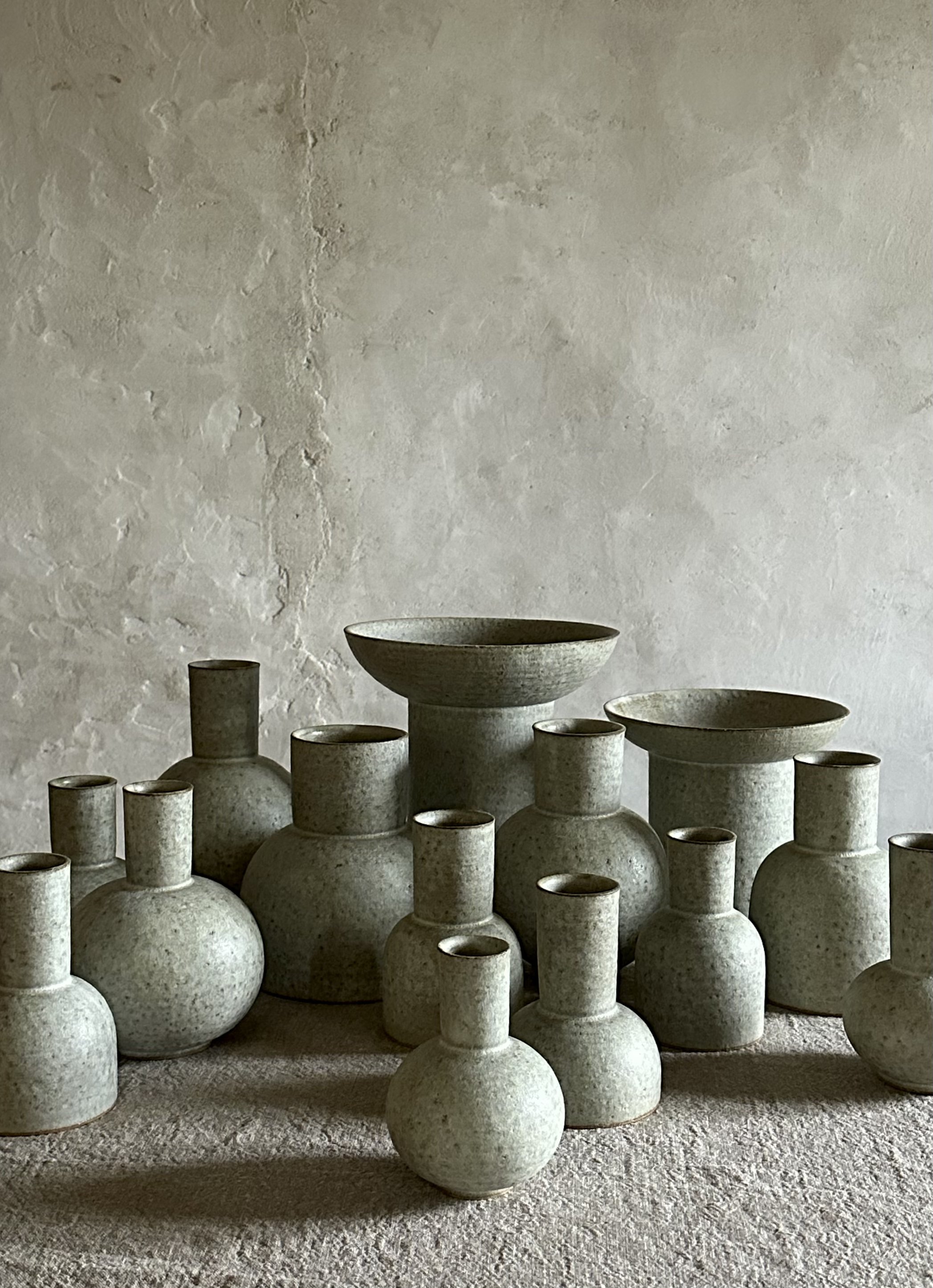 alissa coe studio-stonesware shapes vases-green-high angle.jpg