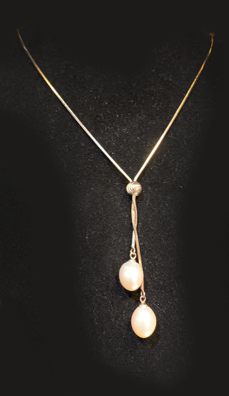 Sterling Pearl Drop Necklace
