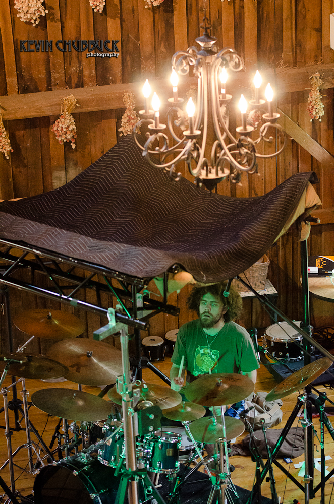 Neal “Fro” Evans and his percussion campsite