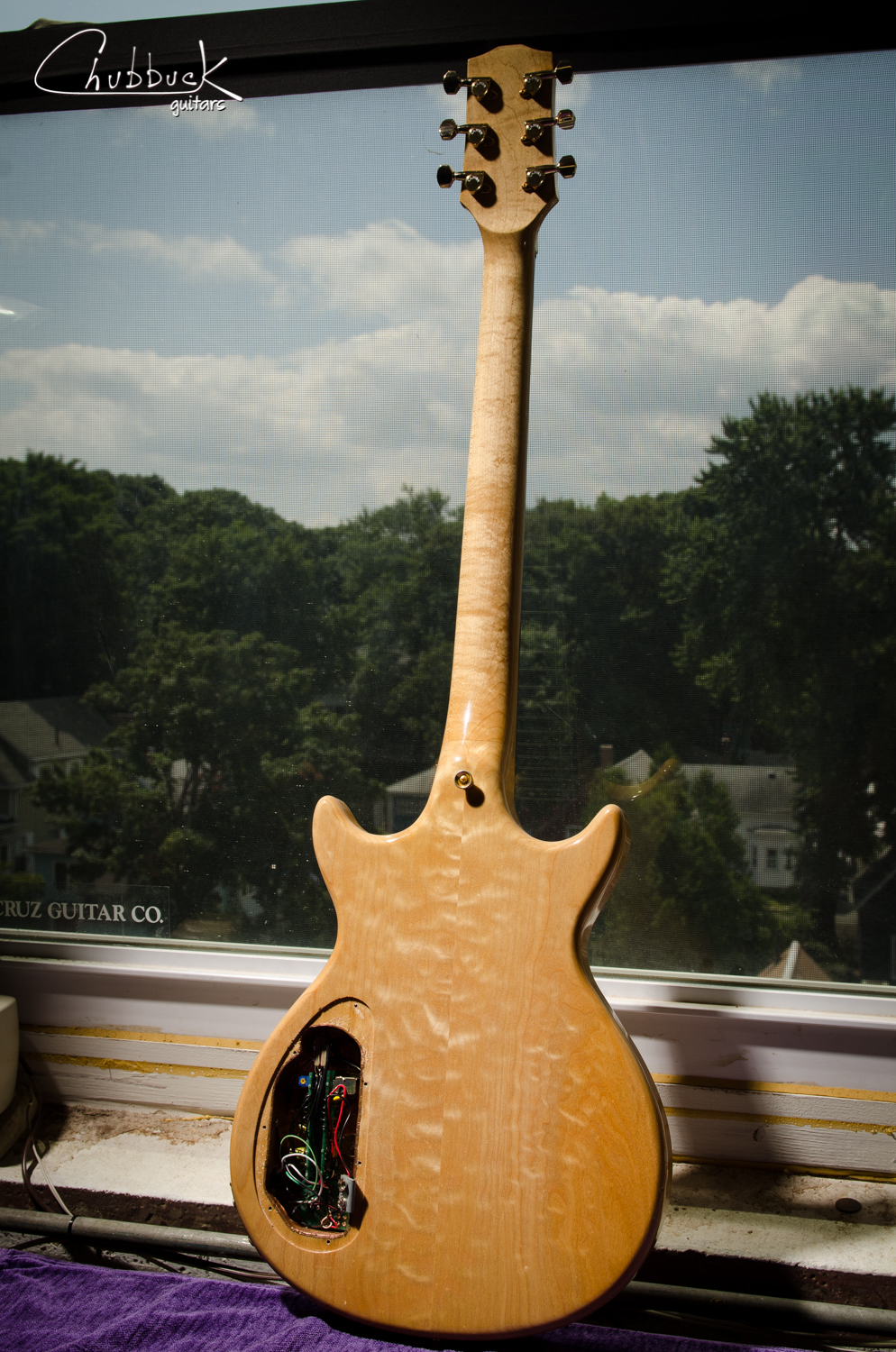 Beautiful figured all-maple construction finished in a surprisingly thin polyurethane clear finish.