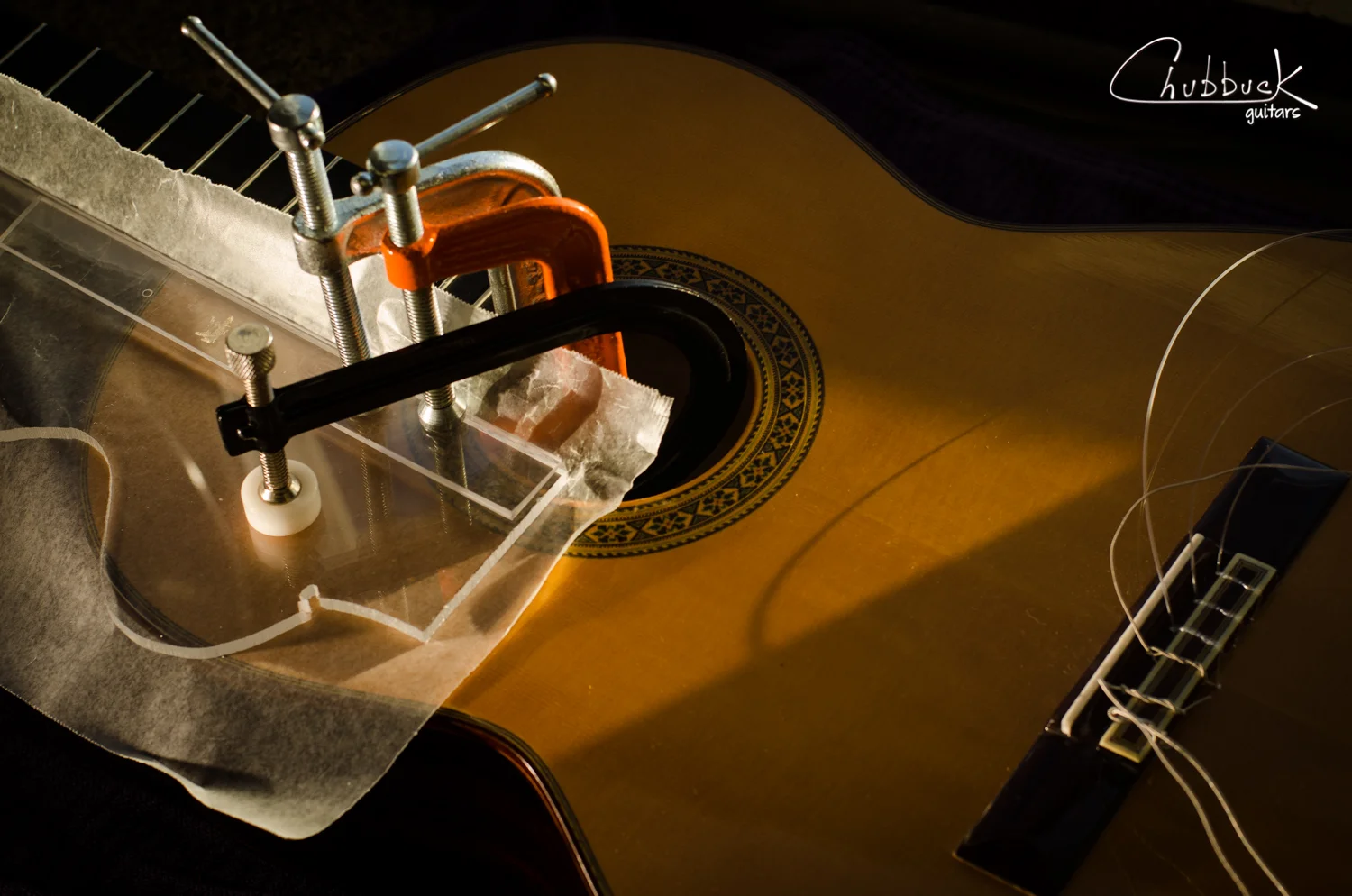 Dried out fingerboard brace re-glue :: 2007 Pavan TP-30