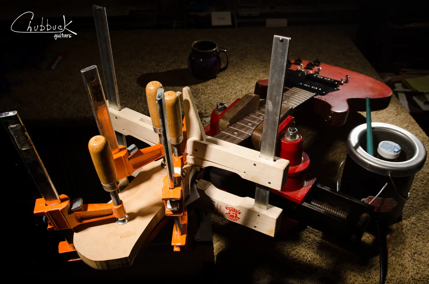 2003 Gibson Les Paul Double Cut Faded :: head break glue-up