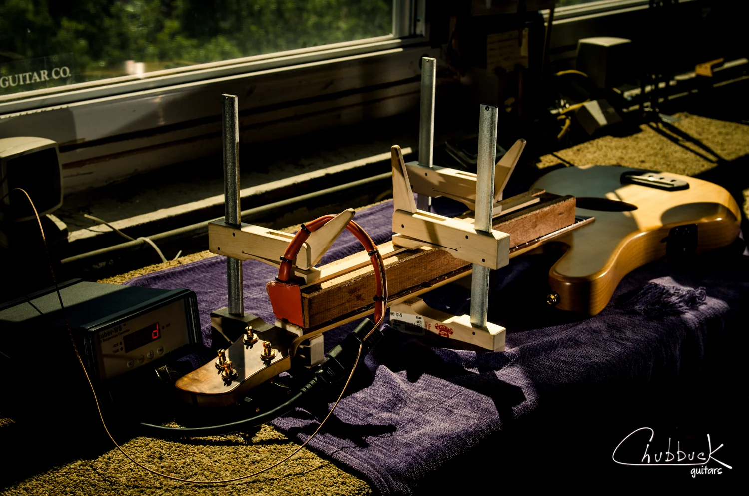 Heat pressing a straight neck :: 2008 Kinal Kompact acoustic bass
