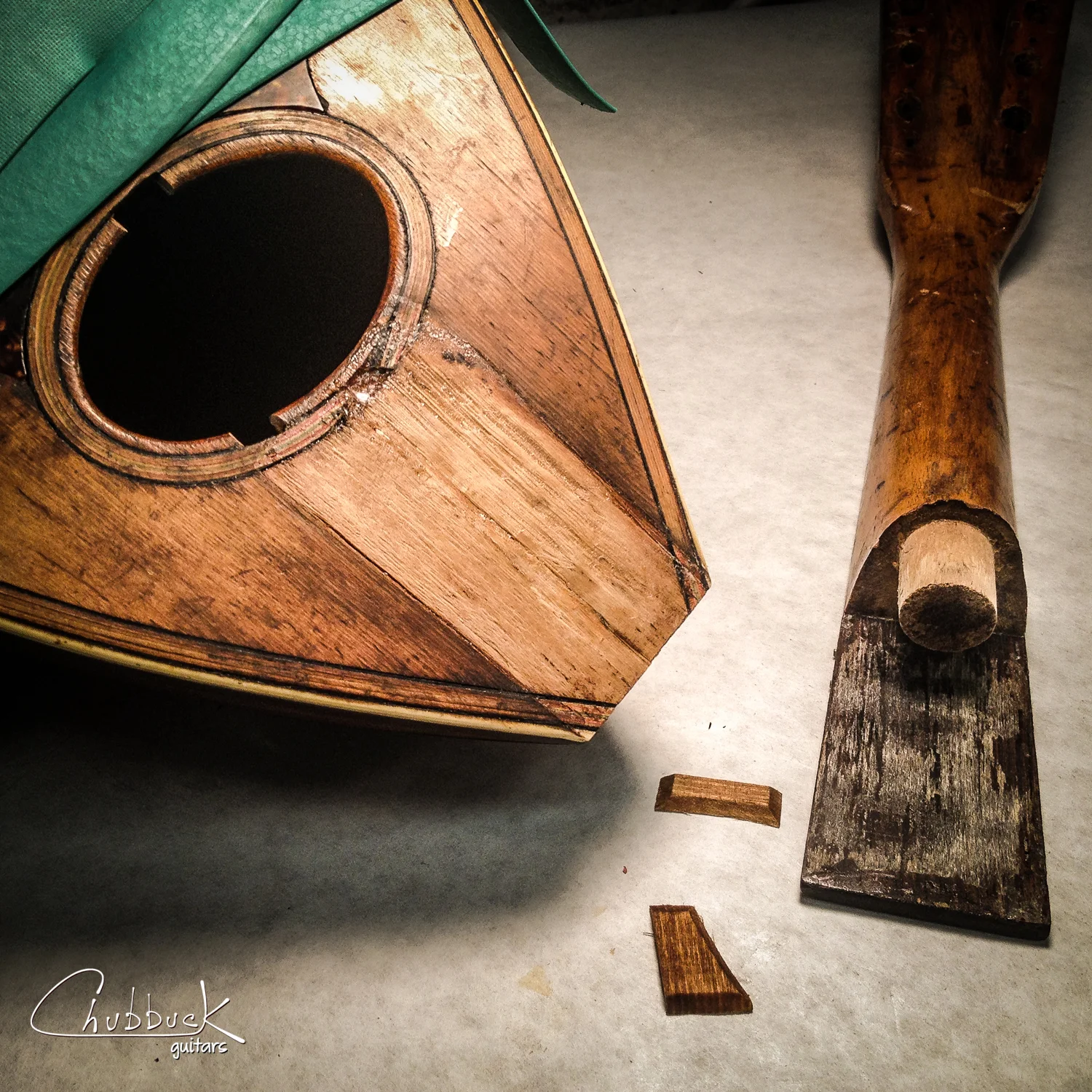 Soundhole repair :: Lyon & Healy bowl back mandolin