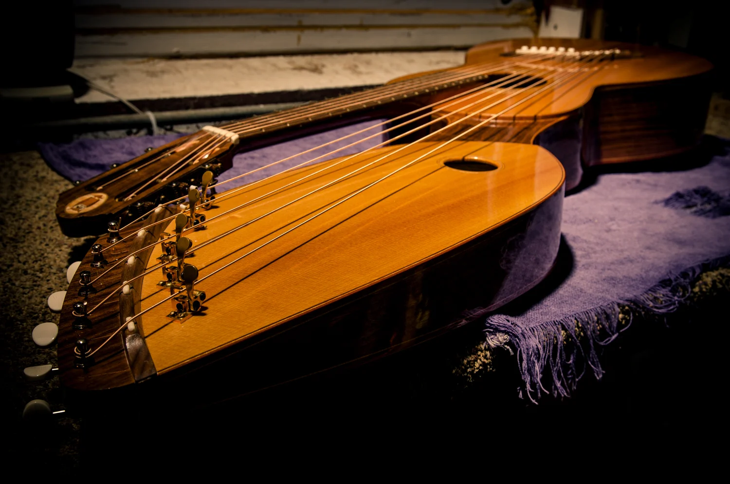 Harp guitar pickup install :: 2015 Carruth Harp Guitar "Thumbelina" [6.4 lbs]