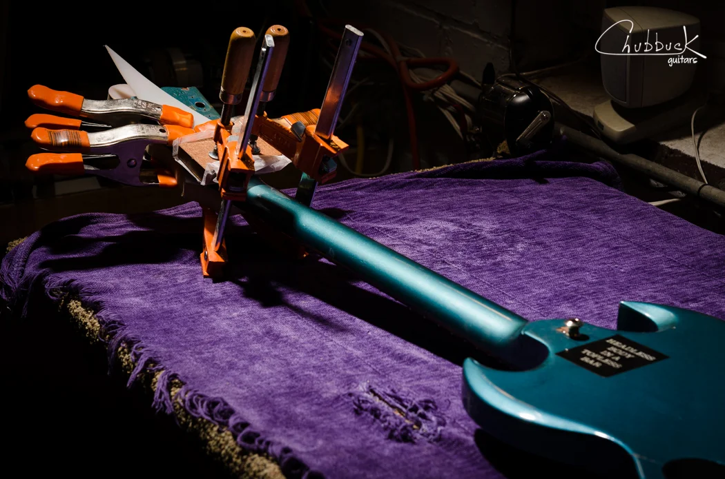 2001 Gibson SG :: fixing a previously repaired headstock break