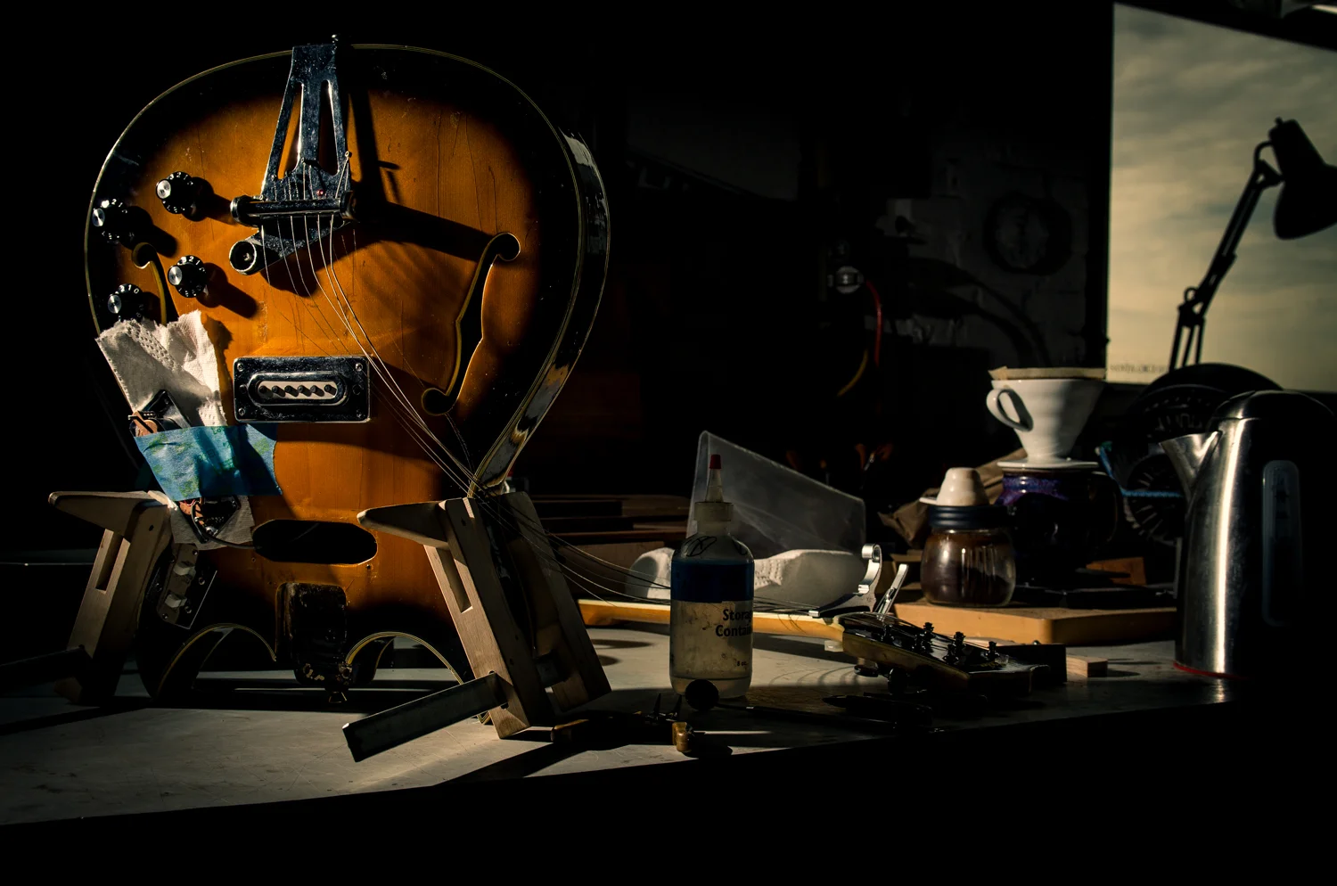 Plywood neck block rips itself apart :: 1960's Aria Barney Kessel