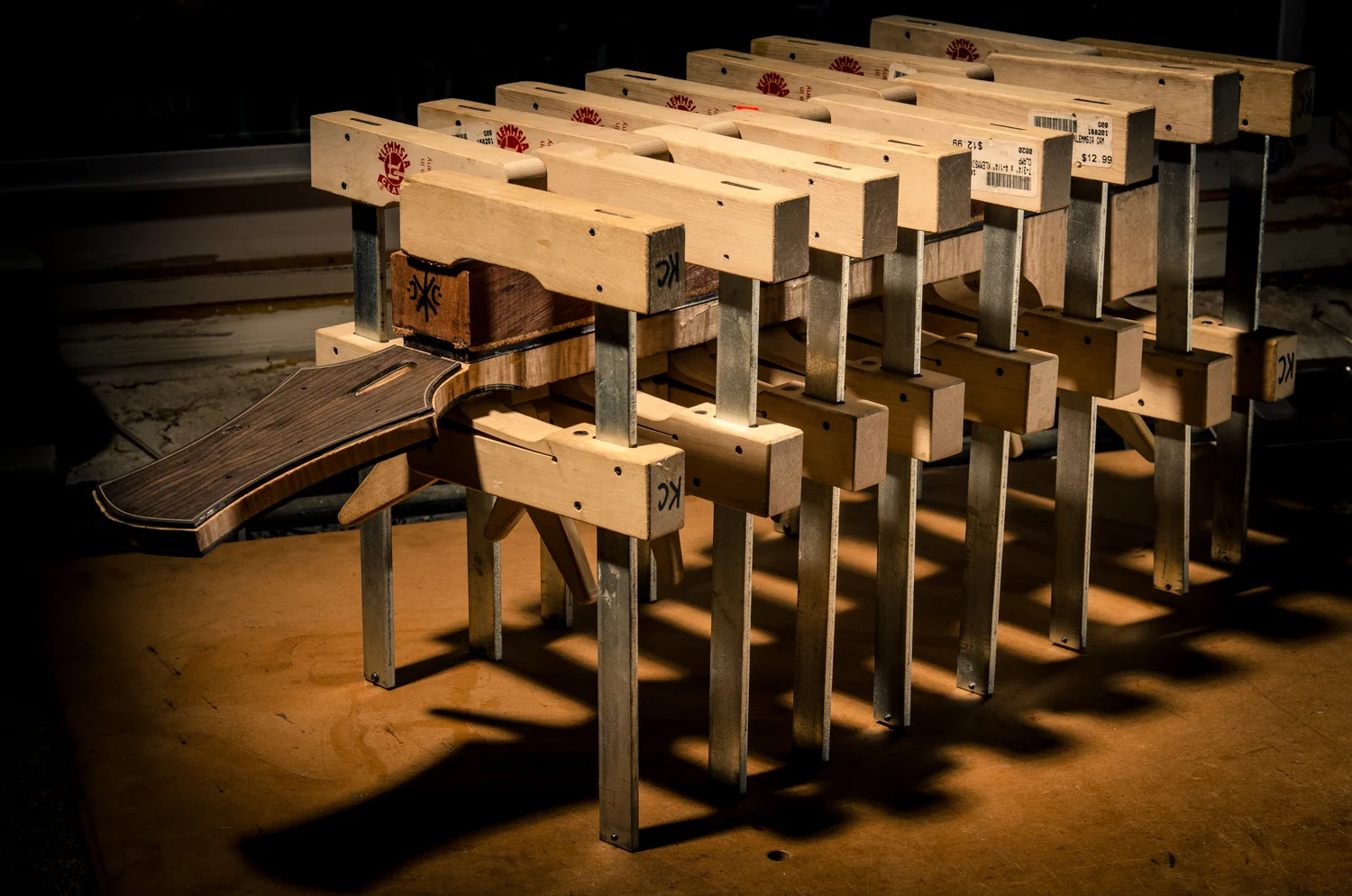 Fingerboard glue up :: Chubbuck Mousa 003 hollowbody