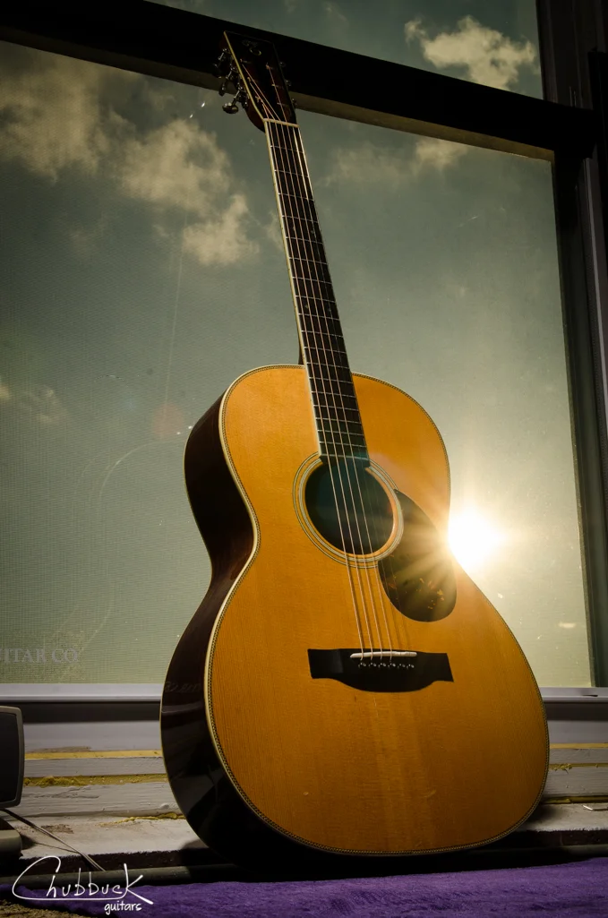 1997 Santa Cruz 000 :: neck reset, top crack repairs, new bone saddle and fret end dress