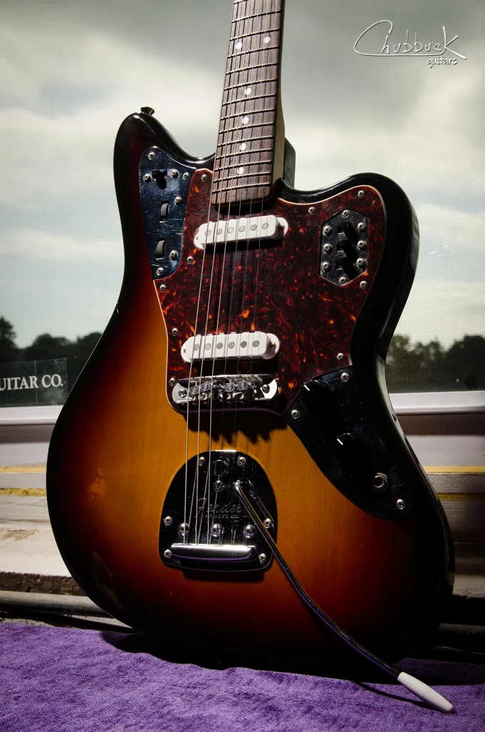 1996-97 Japanese Fender Jaguar :: Mastery bridge conversion from a previous Tuneomatic bridge modification