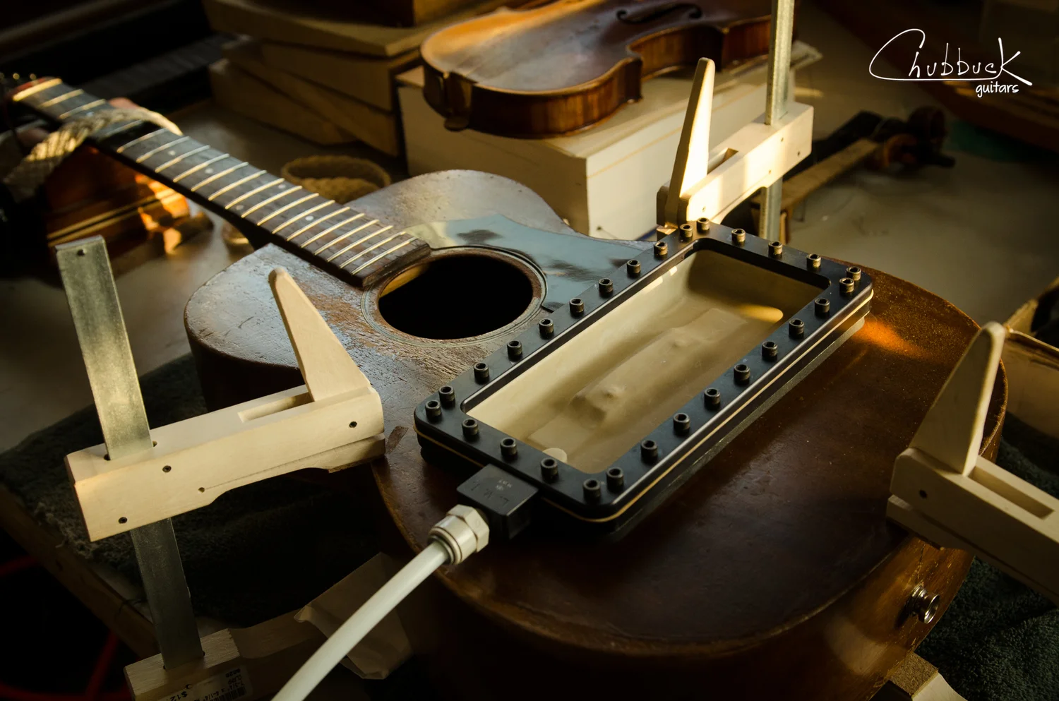 1962 Guild M-20 :: my bad bridge re-glue