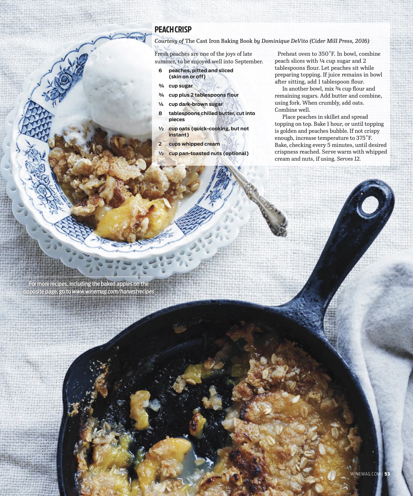 Wine Enthusiast Sept 2016 Peach Crisp