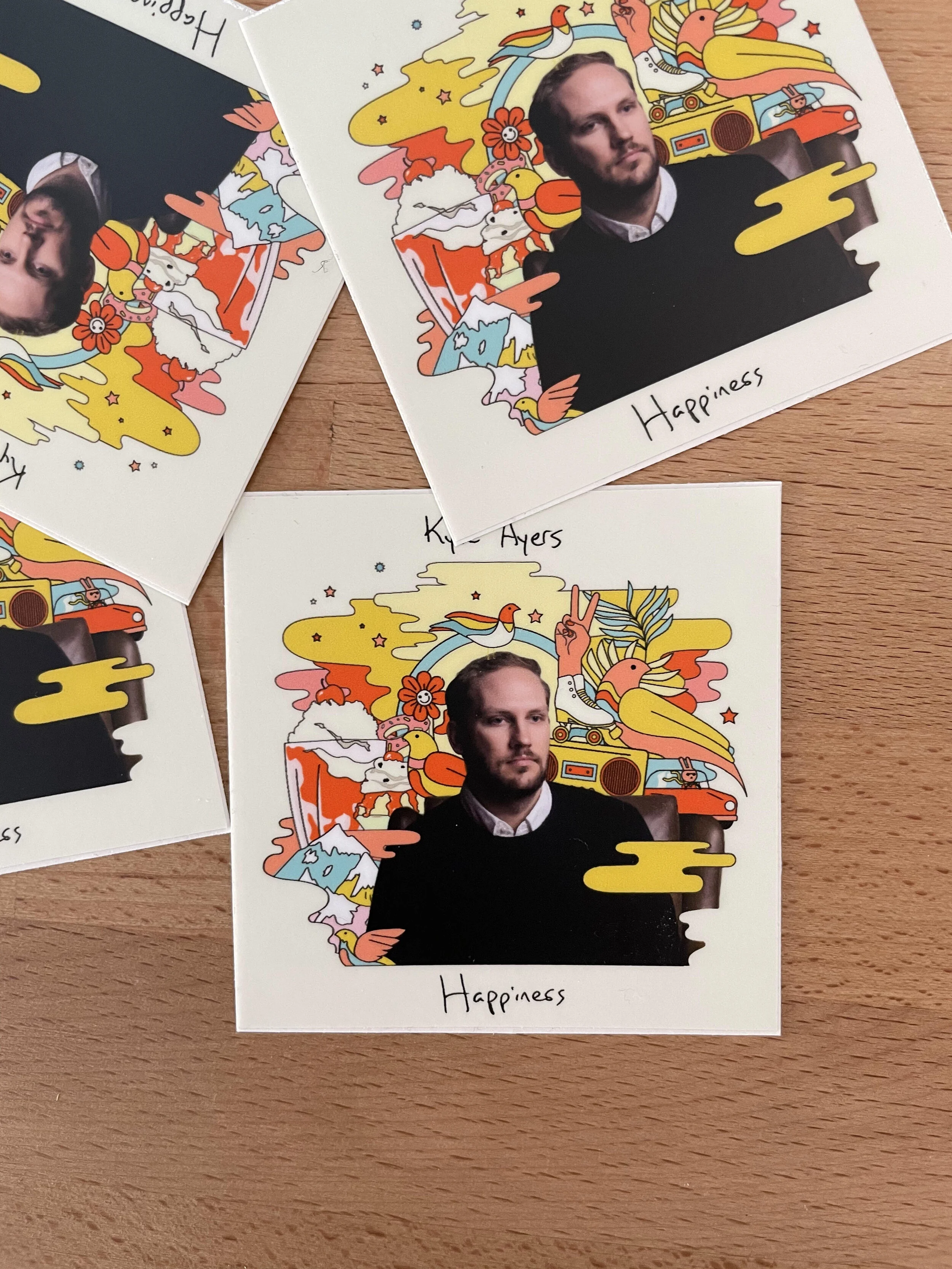 'Happiness' Album Sticker 3" x 3"