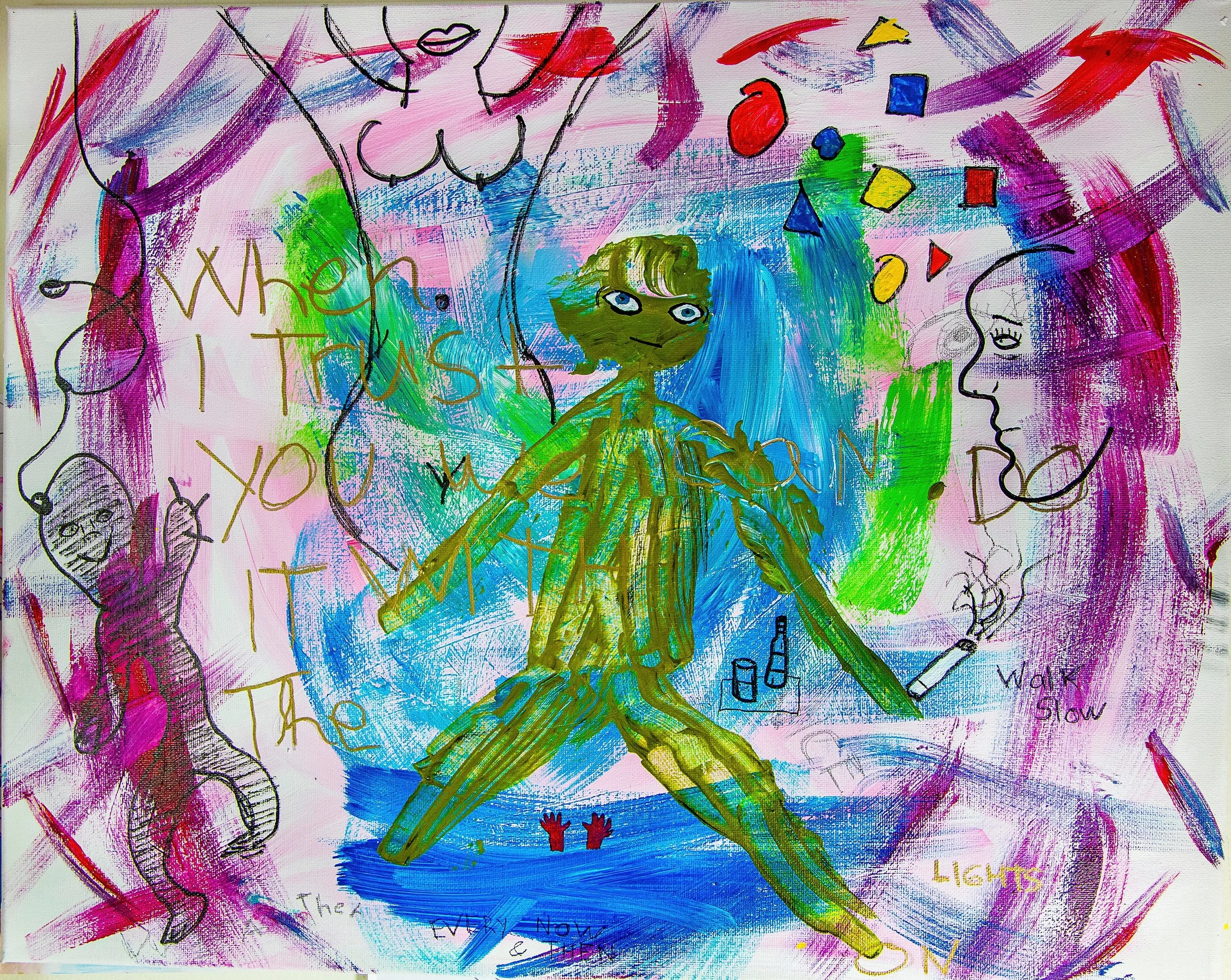 When I trust you we can do it with the lights on (16 x 20 in) acrylic on canvas
