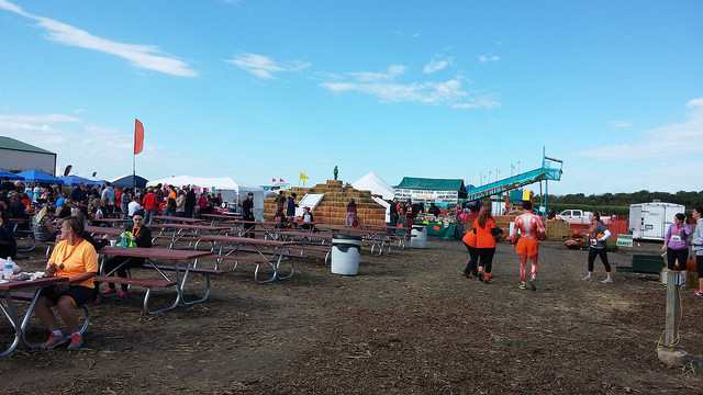 Looking toward the carnival rides from the food "court"