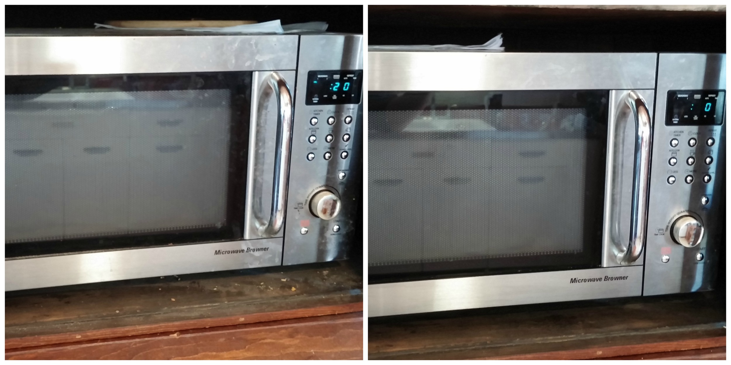 Before and after, front of microwave