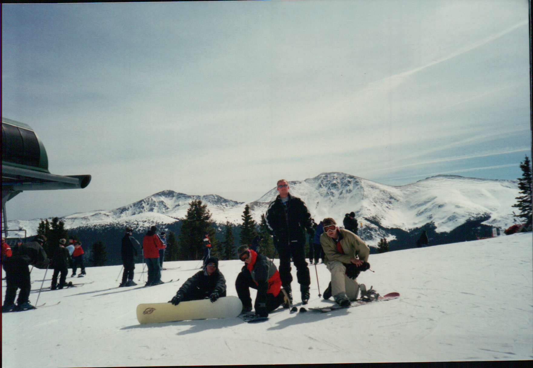 Here's Eric (on the right) snowboarding with his friends waaaay back in '98, before we'd even met, back when I thought snow angels were kinda crazy. The series: Personal Social Challenges Day One Group Run Fail!