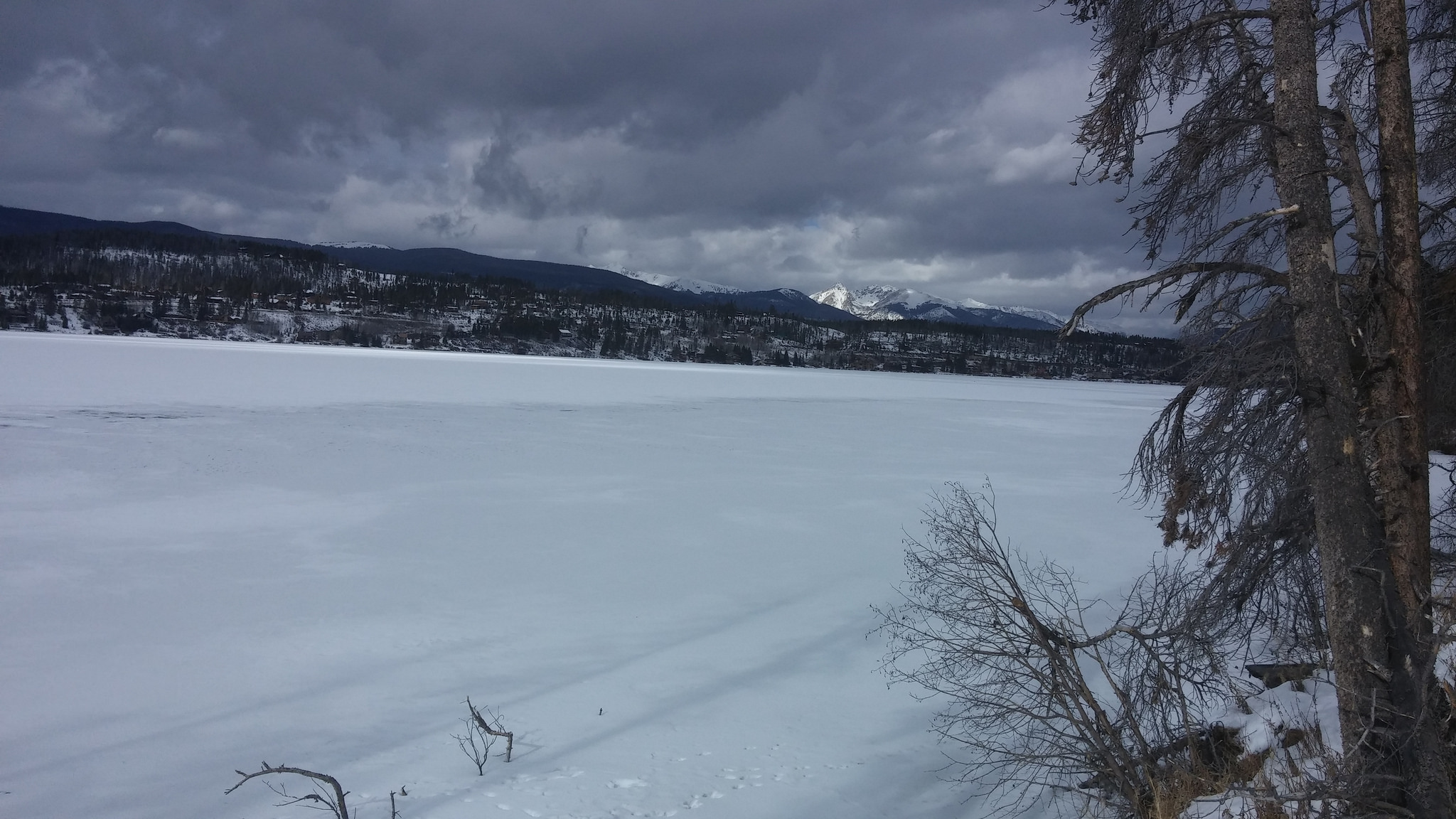 Shadow Mountain Lake, Colorado, all frozen over for winter