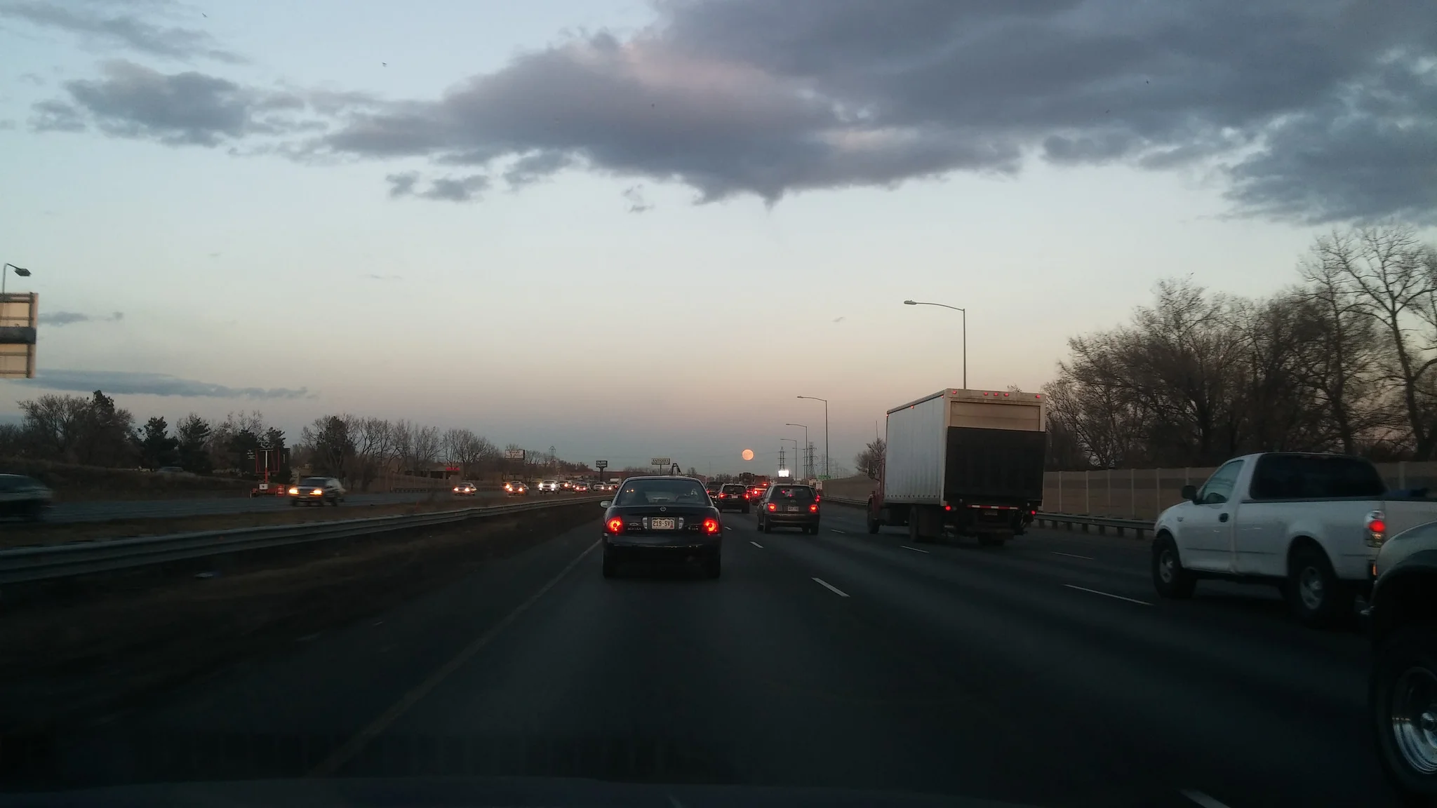 I didn't have to criticize these drivers in Denver, because Eric had it covered. That freed me up to try to take pictures of the full moon. 