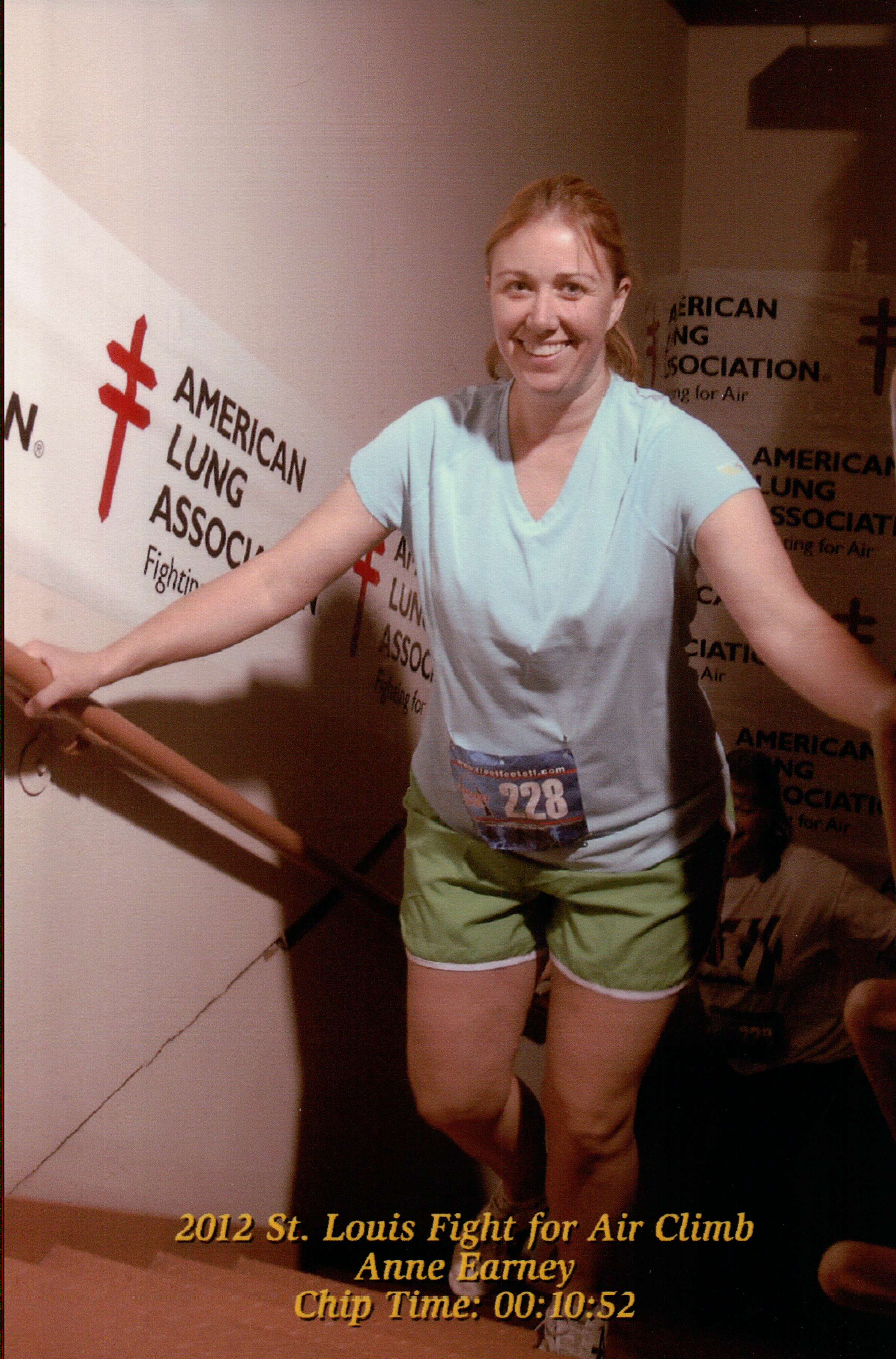 Me at the 2012 Master the Met. That's a fake smile; I wasn't happy at that point. Climbing stairs is tough. 