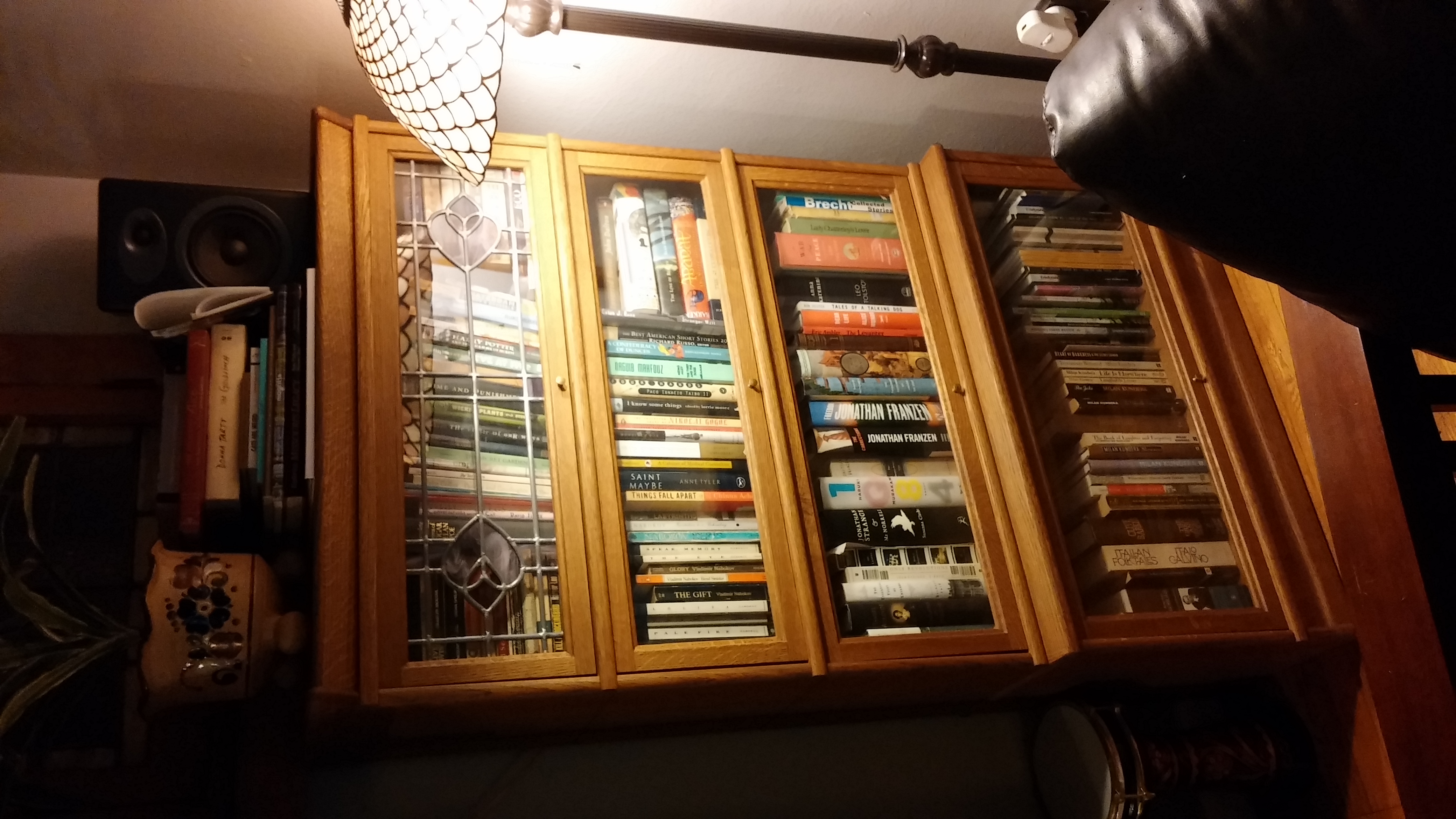 Before picture of one of the bookshelves in our living room.