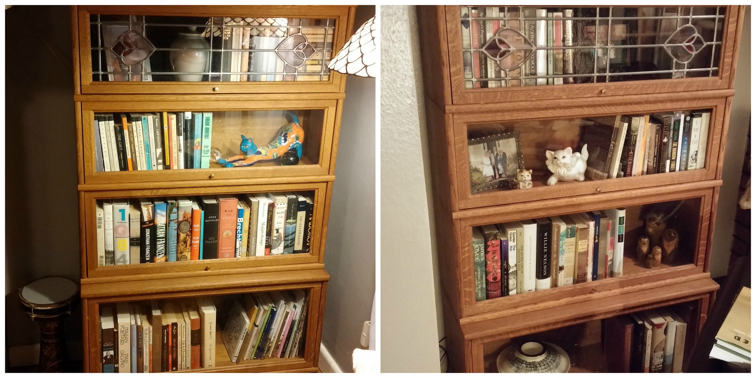 After photos of both shelves. I realize there are a lot of cat figurines in there. We absolutely need them. 