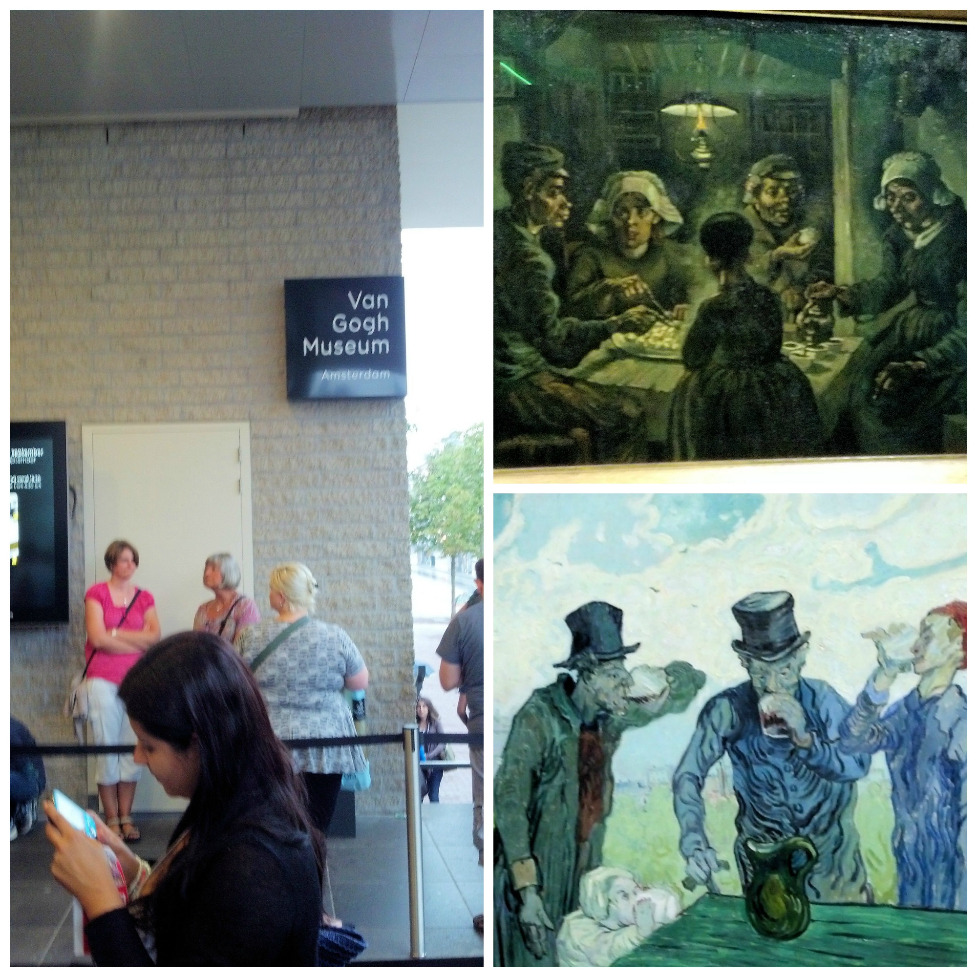 Waiting to enter the Van Gogh Museum and a couple pictures I took of the art while I was there. 