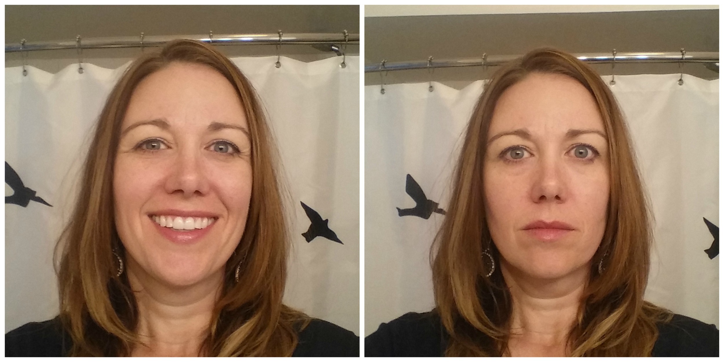 Smiling and not smiling. With makeup, but you get the idea.