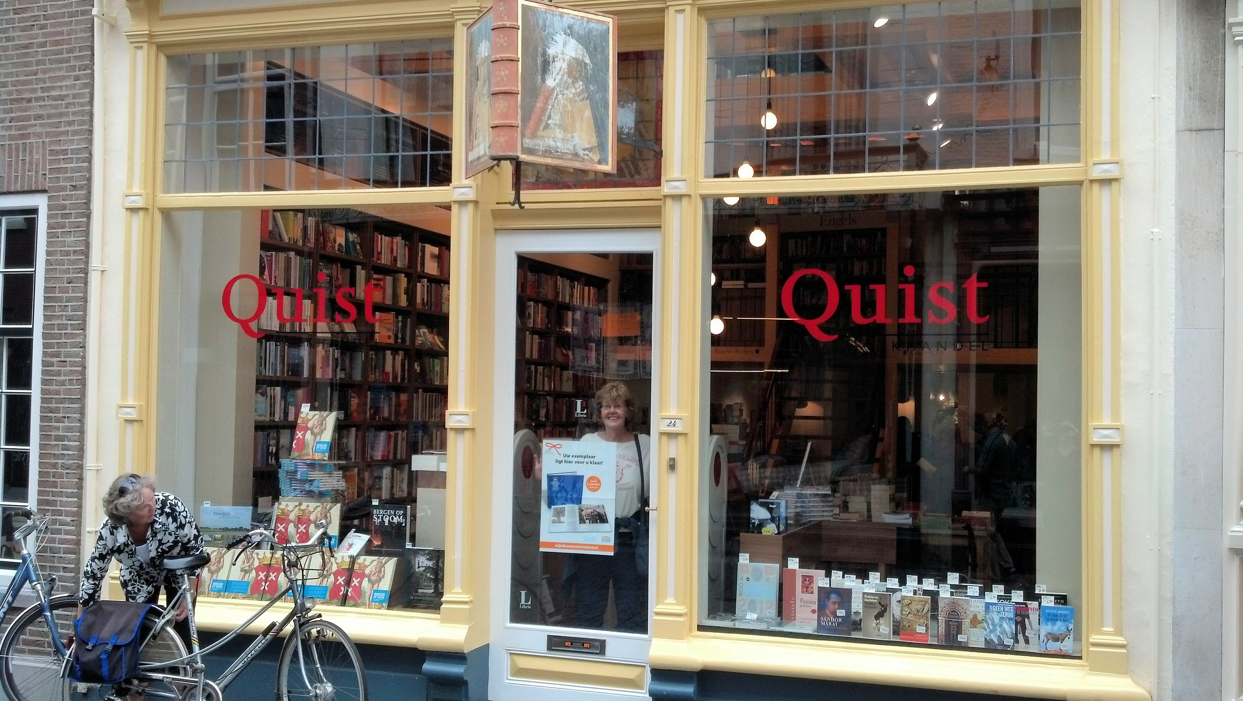 My mom at a great bookstore in the Netherlands.