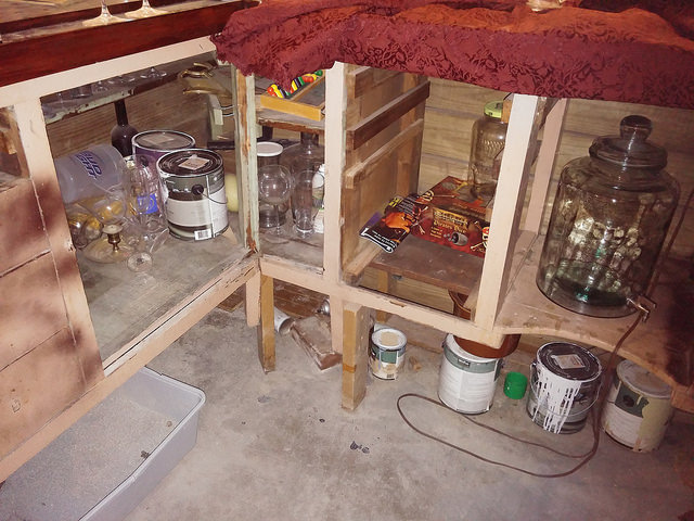 Used to a a workbench, made from scrap wood, which is in itself kind of neat. 