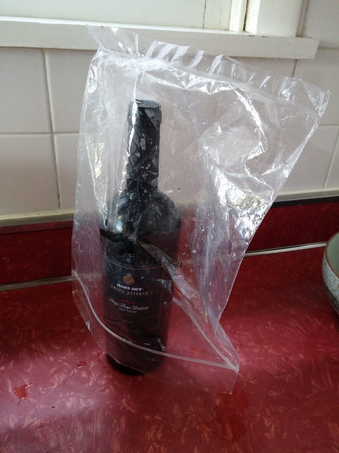 The current bag-drying method interferes with my drinking. :(