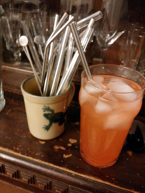 Reusable drinking straws, in use and in action