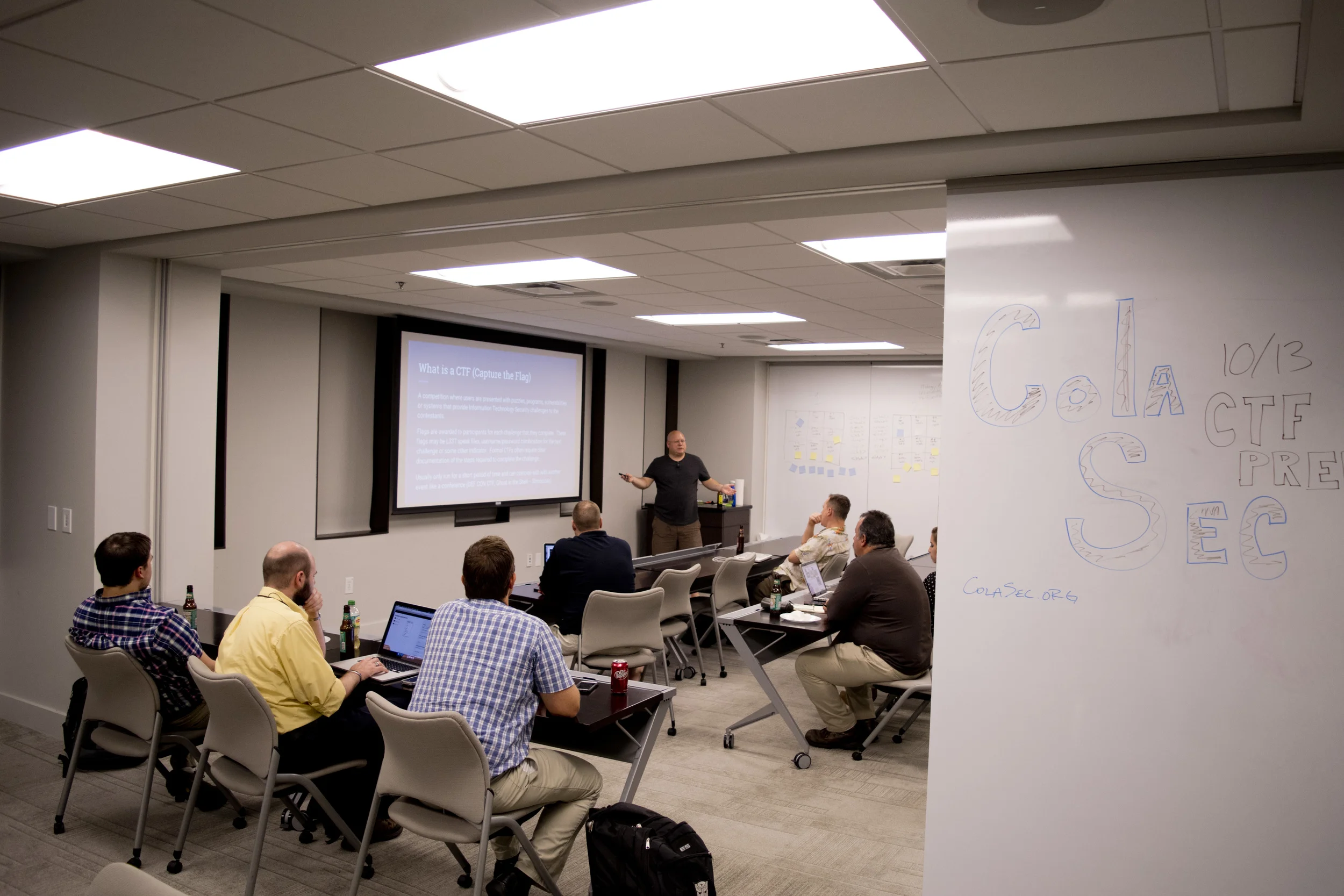 Jeff Lang giving a presentation on what one needs to participate in a CTF