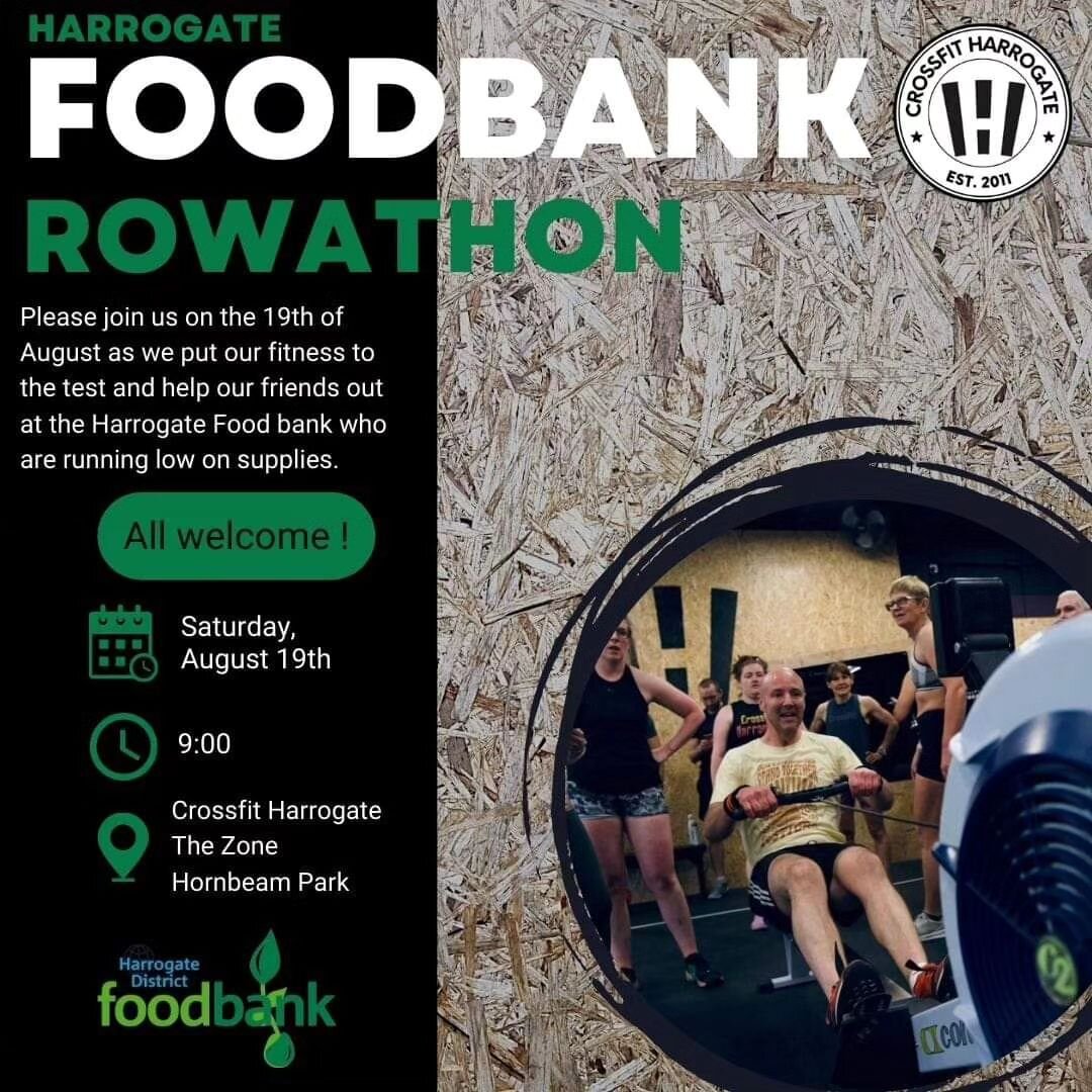 𝙉𝙤𝙩 𝙡𝙤𝙣𝙜 𝙣𝙤𝙬...⏳

On the Saturday 19th of August, CrossFit Harrogate will be running a charity Row-A-Thon on Concept 2 Ski &amp; C2 Bike Ergs while collecting supplies for the Harrogate Foodbank 🍞🥛🛒 

❗Sign up for a Concept 2 Erg and a m