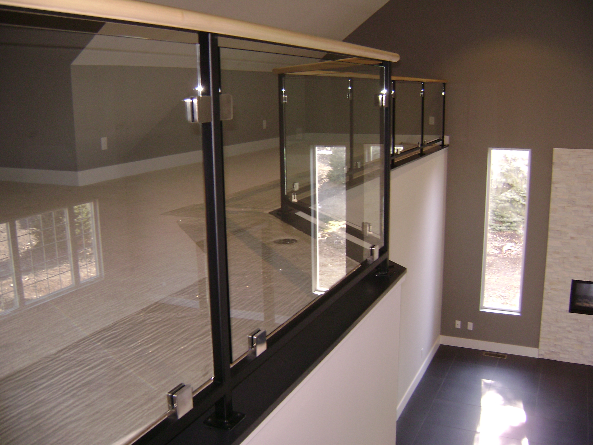 Glass Handrail in Metal Frame