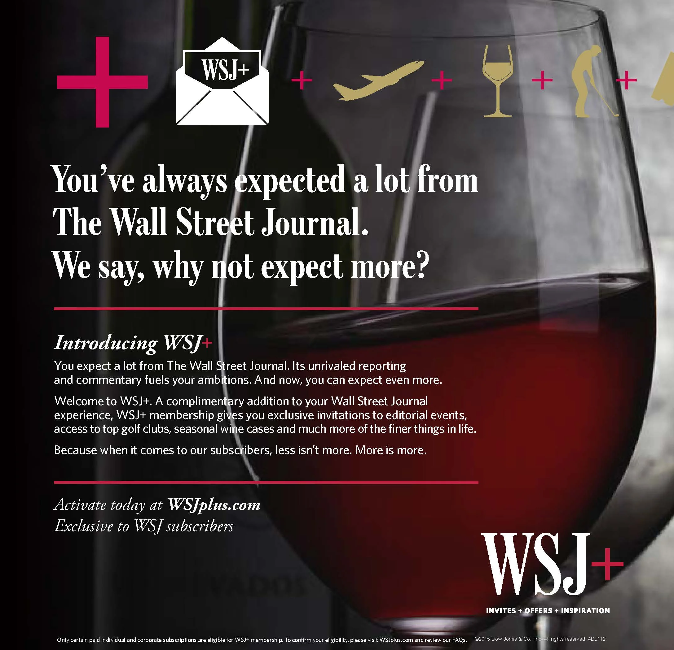 WSJ Plus Newspaper Ad (Wine)