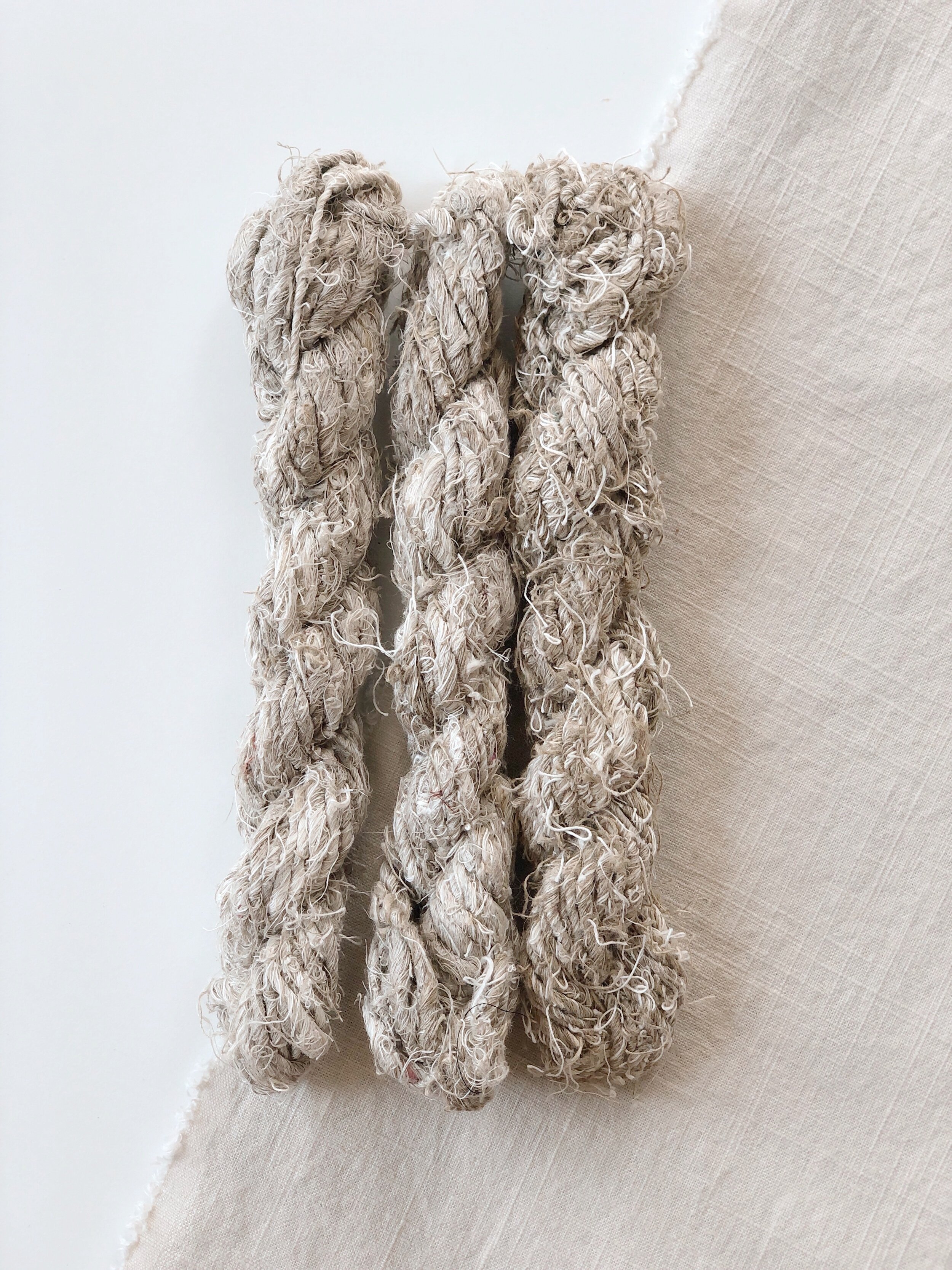 chunky recycled linen thread: natural — Weaver House