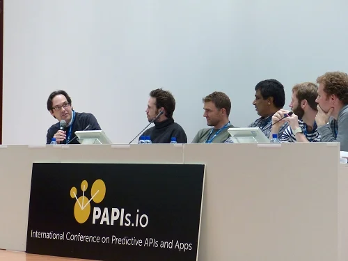 David Gerster (BigML), Alexandre Vallette (ANTS), Keiran Thompson (Datagami), Andy Thurai (IBM), Shawn Scully (Dato) and Misha Bilenko (Microsoft) at PAPIs '14