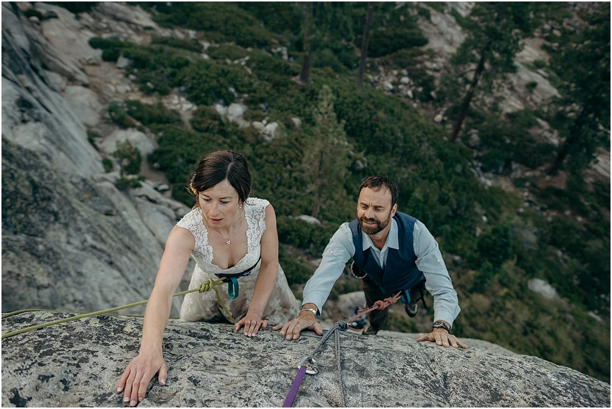adventurous rock climbing wedding photos in truckee, California
