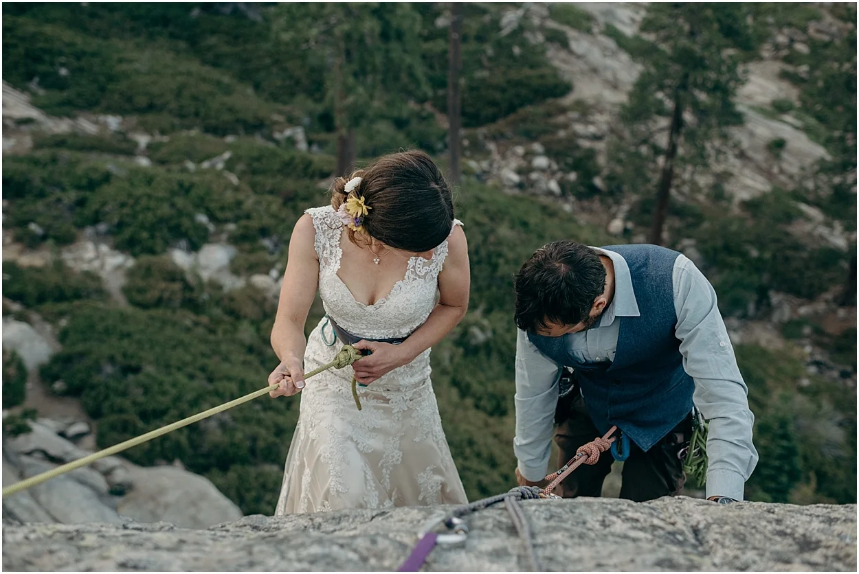 adventurous rock climbing wedding photos in truckee, California