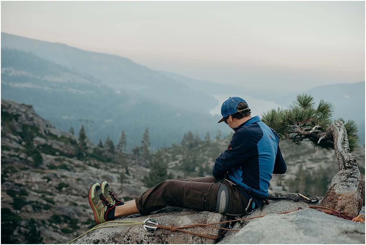 adventurous rock climbing wedding photos in truckee, California