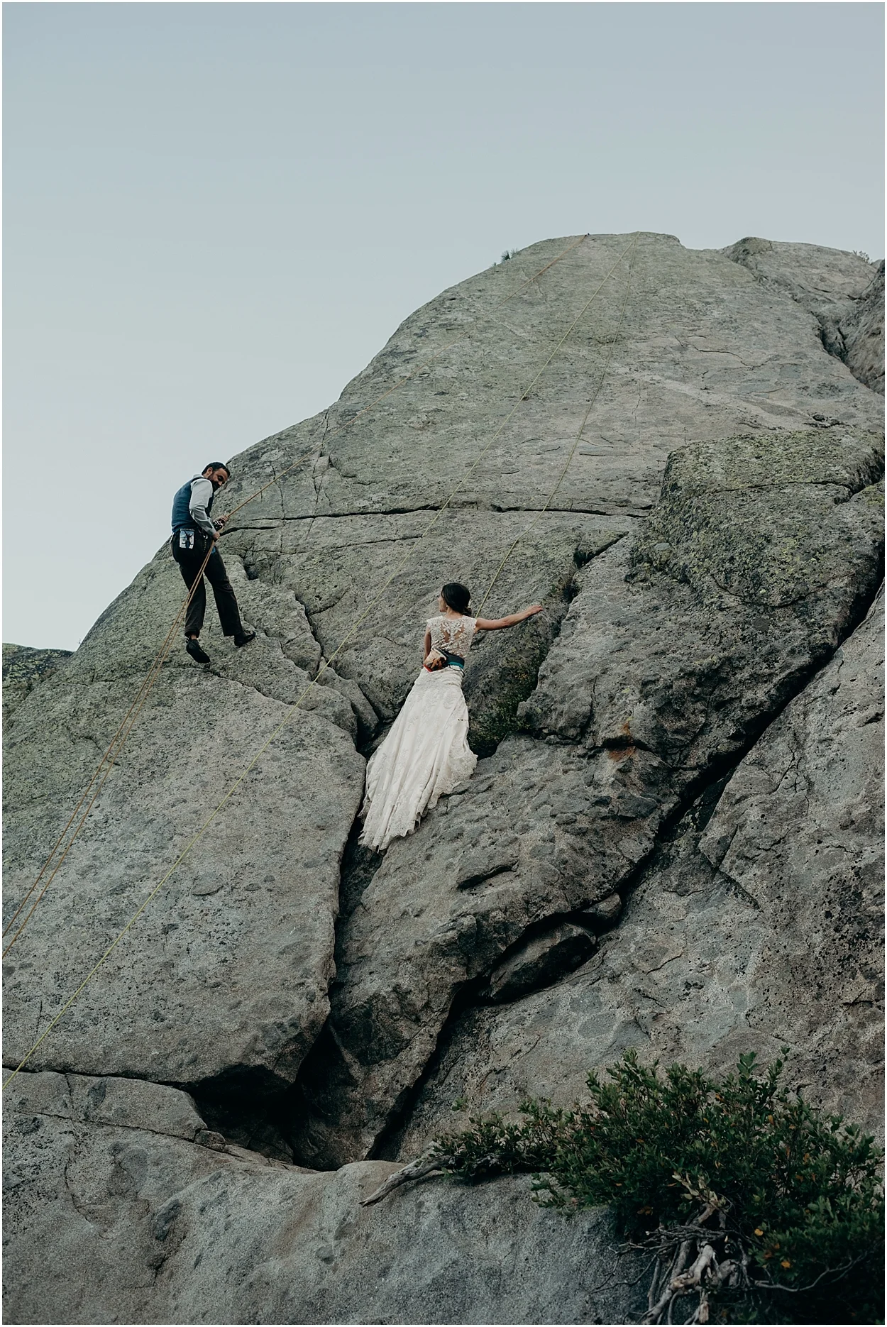 adventurous rock climbing wedding photos in truckee, California