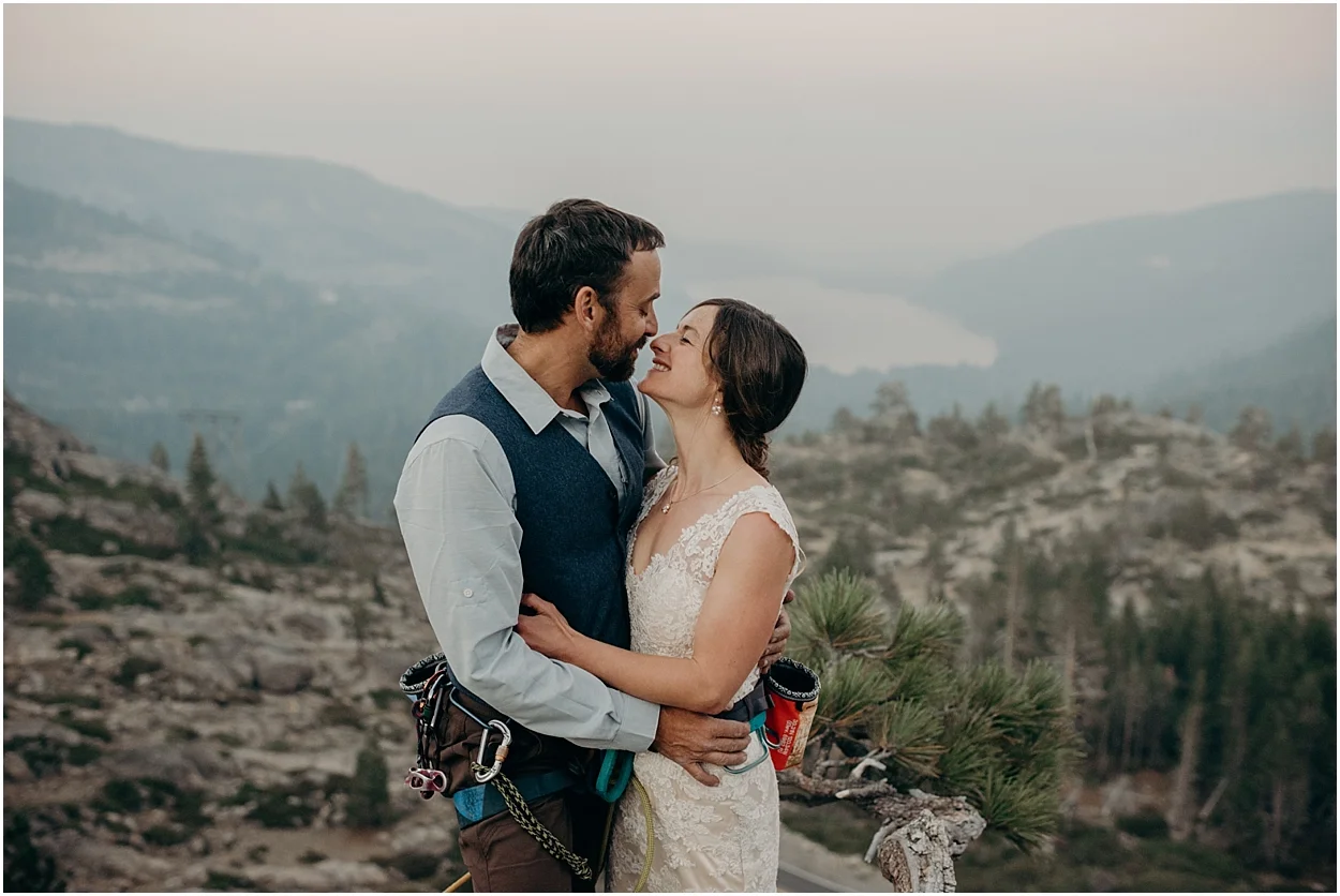 adventurous rock climbing wedding photos in truckee, California