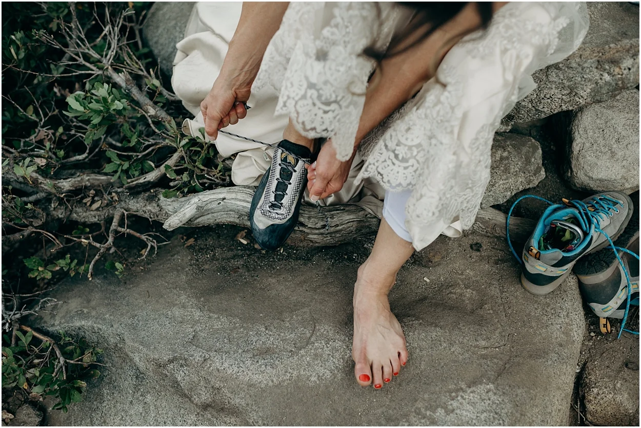 adventurous rock climbing wedding photos in truckee, California